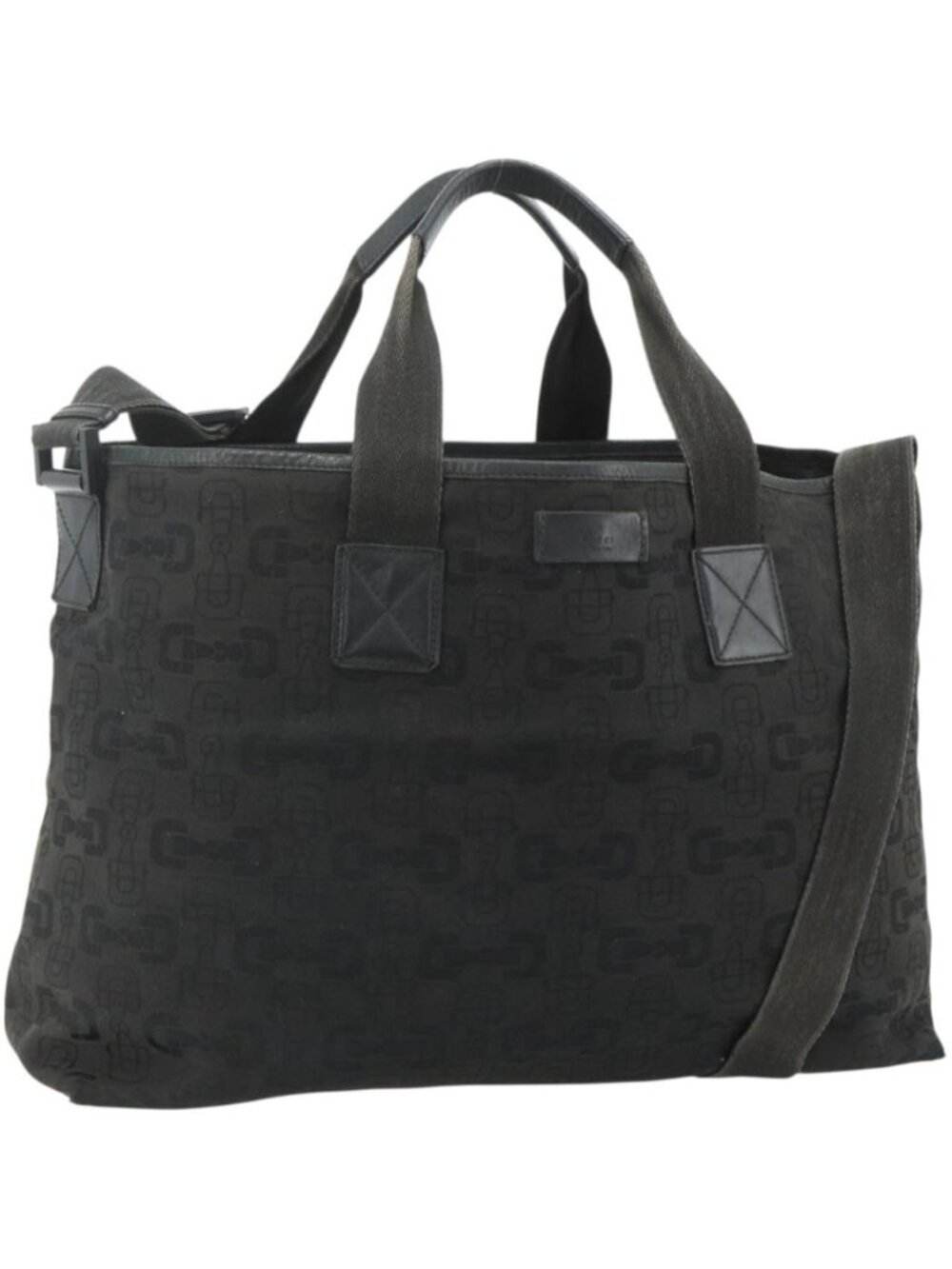 GUCCI Tote Bag Canvas 2way Black Silver 240058
